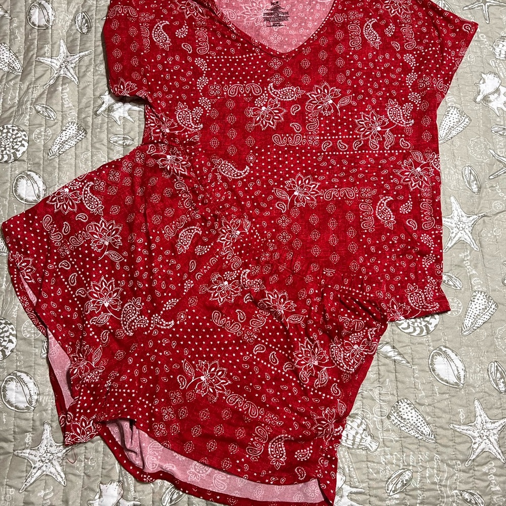 Secret Treasures Red Bandana Print Pajama Short Set